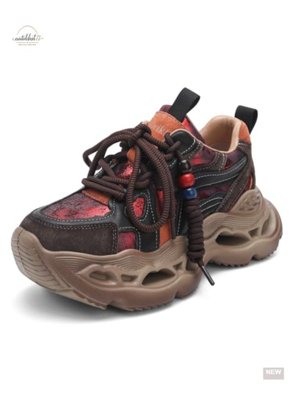 Women's Running Shoes Lace-Up Slip-Resistant Sneakers Colorful Fashion Platform